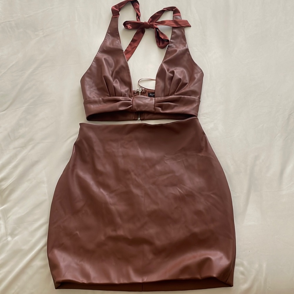 FashionNova Leather Two Piece Set
